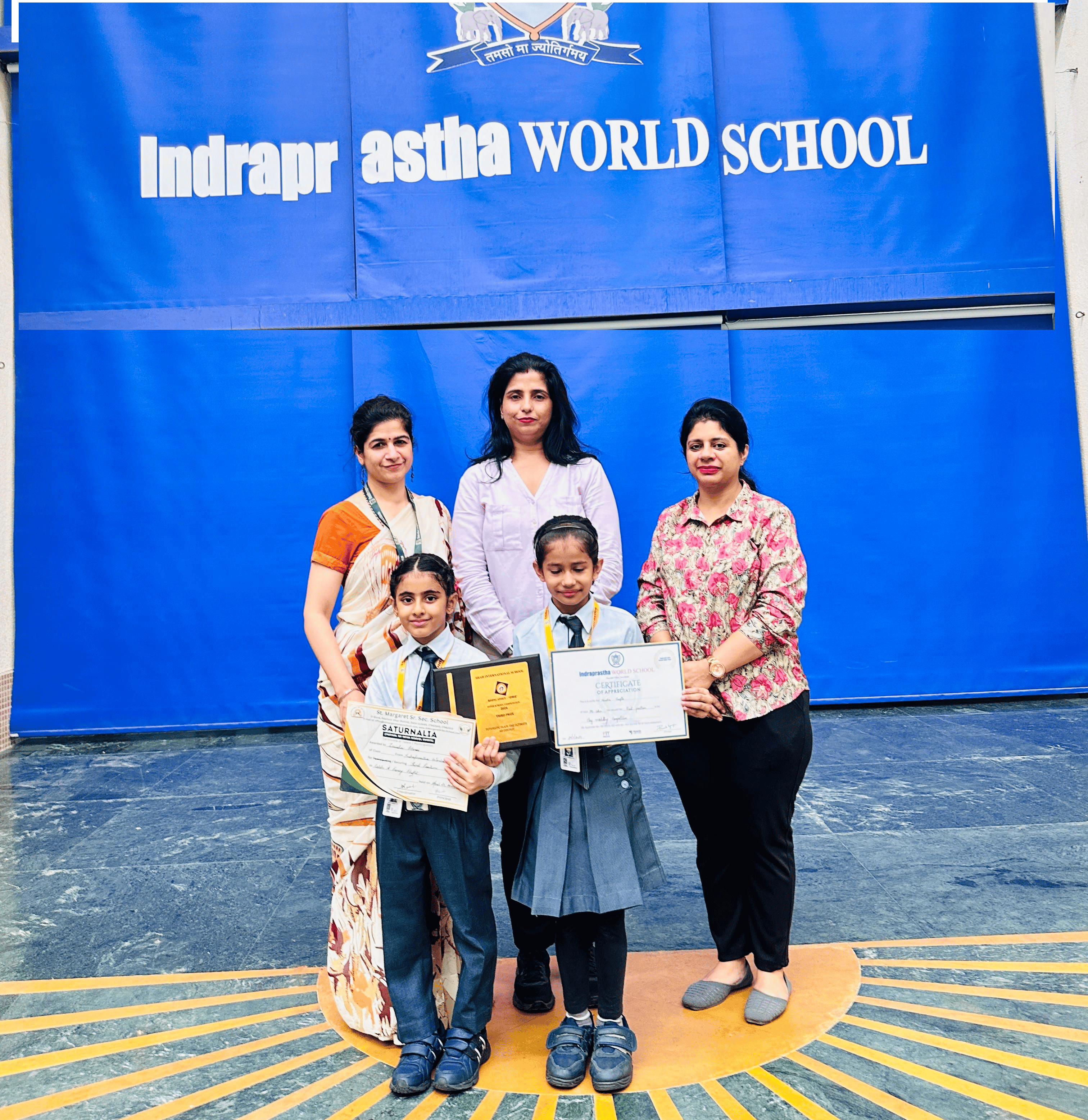 Students celebrating their proud moments with teachers.